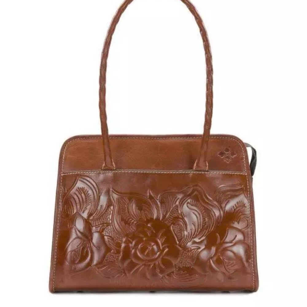 PATRICIA NASH TOOLED LEATHER PARIS SATCHEL/CROSSBODY NWT FLORENCE TAN - Picture 5 of 7